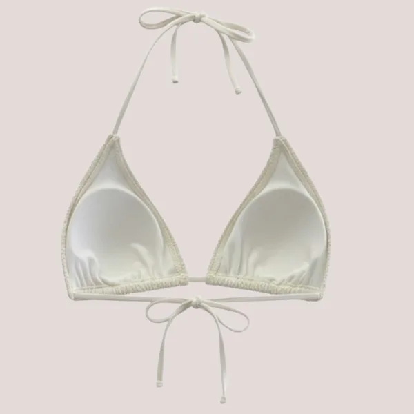 MYA swimwear Γυναικείο bikini set μαγιό δαντέλα τριγωνάκι & δετό σλιπ λευκό White με πούλιες MB3215 summer collection