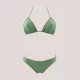 MYA swimwear Γυναικείο bikini set μαγιό μεταλλιζέ τριγωνάκι & brazil v με πλεκτό τελείωμα πράσινο ανοιχτό MB2205