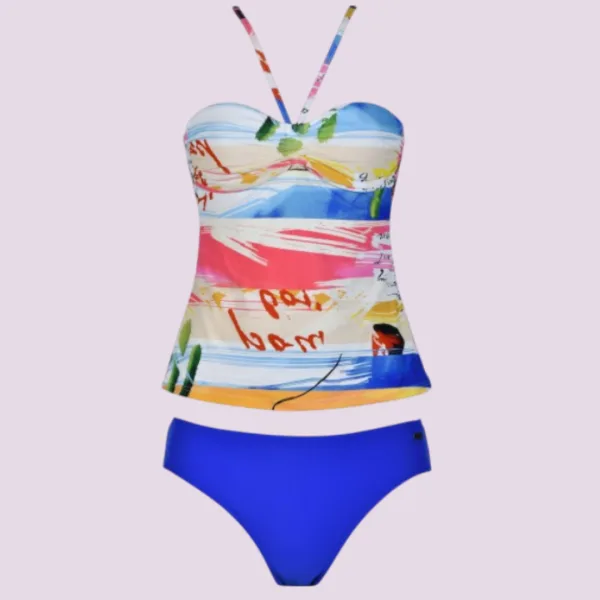 Naturana Γυναικείο  Τανκίνι  Μπλέ με σχέδια Μαγιό 72554 Blue Beachwear Swimsuit 