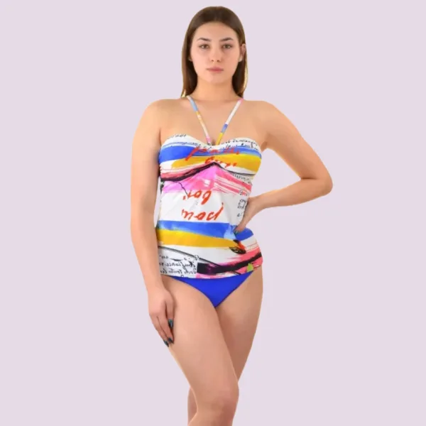 Naturana Γυναικείο  Τανκίνι  Μπλέ με σχέδια Μαγιό 72554 Blue Beachwear Swimsuit 