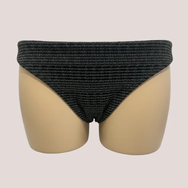 Modern Ocean Γυναικείο Set Bikini μαύρο πλεκτό με χρυσό glitter Push up τρίγωνο & slip με διάτρητη παντελόνα C-6302 Black Gold