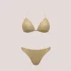 Modern Ocean Γυναικείο Set Bikini Χρυσό πλεκτό glitter Gold Push up τρίγωνο & slip με χρυσή διάτρητη παντελόνα C-6302
