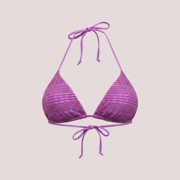 Modern Ocean Γυναικείο Set Bikini μωβ πλεκτό με χρυσό glitter Push up τρίγωνο & slip με διάτρητη παντελόνα C-6302 Purple Gold