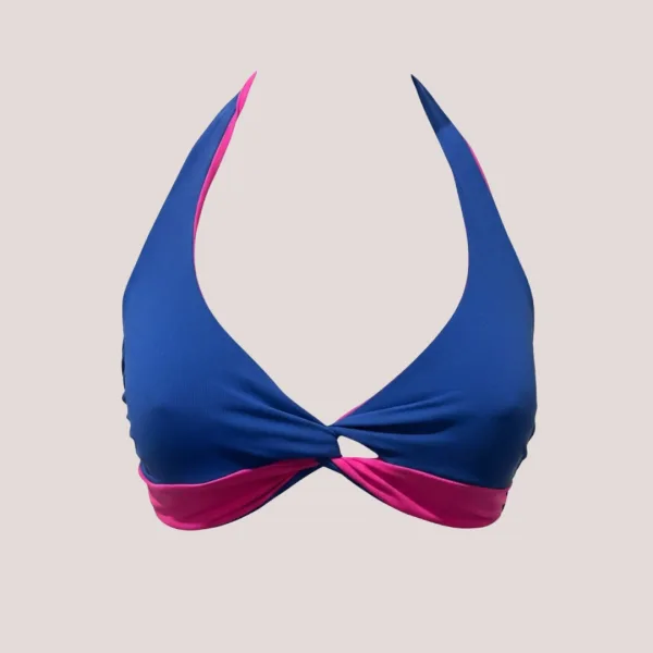 Γυναικείο Σετ Μαγιό δετό triangle για μεγάλο στήθος & ψηλόμεσο bottom doublewear μπλέ ροζ blue-pink AIDA H491.00076042