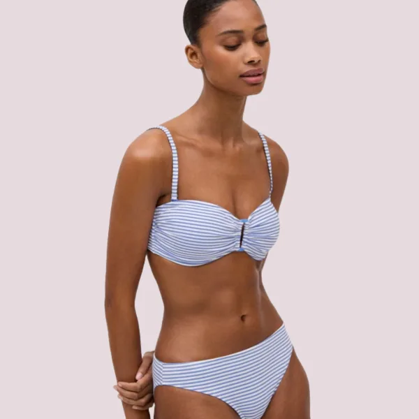 Ysabel Mora Γυναικείο Σετ Μαγιό Strapless Push Up δετό στο πίσω μέρος & αποσπώμενες τιράντες σλιπ κανονικό Navy Μπλέ-Λευκό 82910