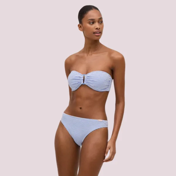 Ysabel Mora Γυναικείο Σετ Μαγιό Strapless Push Up δετό στο πίσω μέρος & αποσπώμενες τιράντες σλιπ κανονικό Navy Μπλέ-Λευκό 82910