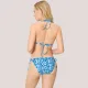 Ysabel Mora Γυναικείο Set bikini  μπλέ λευκό φλοράλ Μαγιό τριγωνάκι Push up με υπέρουχους κρίκους  & δετό σλιπ 83246 