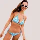 Ysabel Mora Γυναικείο Set bikini  μπλέ λευκό φλοράλ Μαγιό τριγωνάκι Push up με υπέρουχους κρίκους  & δετό σλιπ 83246 