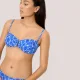 Ysabel Mora Γυναικείο Set bikini  μπλέ λευκό φοίνικες Μαγιό Bandeau & slip νορμάλ 83462