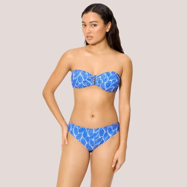 Ysabel Mora Γυναικείο Set bikini  μπλέ λευκό φοίνικες Μαγιό Bandeau & slip νορμάλ 83462