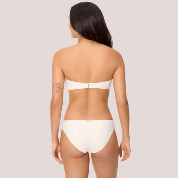 Ysabel Mora Γυναικείο Set bikini bandeau Μαγιό με αποσπώμενες τιράντες & σλιπ με ιδιαίτερο κόψιμο στο πλάϊ Ivory Ιβουάρ 83470 Marfil