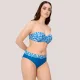 Ysabel Mora Γυναικείο Set bikini bandeau strapless μπλέ με λευκά Λουλούδια  Μαγιό Bandeau & ψηλόμεσο σλιπ δίχρωμο  83248