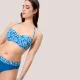 Ysabel Mora Γυναικείο Set bikini bandeau strapless μπλέ με λευκά Λουλούδια  Μαγιό Bandeau & ψηλόμεσο σλιπ δίχρωμο  83248