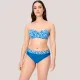 Ysabel Mora Γυναικείο Set bikini bandeau strapless μπλέ με λευκά Λουλούδια  Μαγιό Bandeau & ψηλόμεσο σλιπ δίχρωμο  83248
