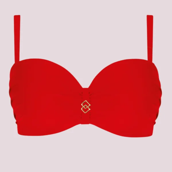 Self Alcudia Γυναικείο Σετ μπικίνι μαγιό strapless Κόκκινο για μεγάλο στήθος κανονικό σλιπ indigo S730V1CU2 D E & F Cup Red