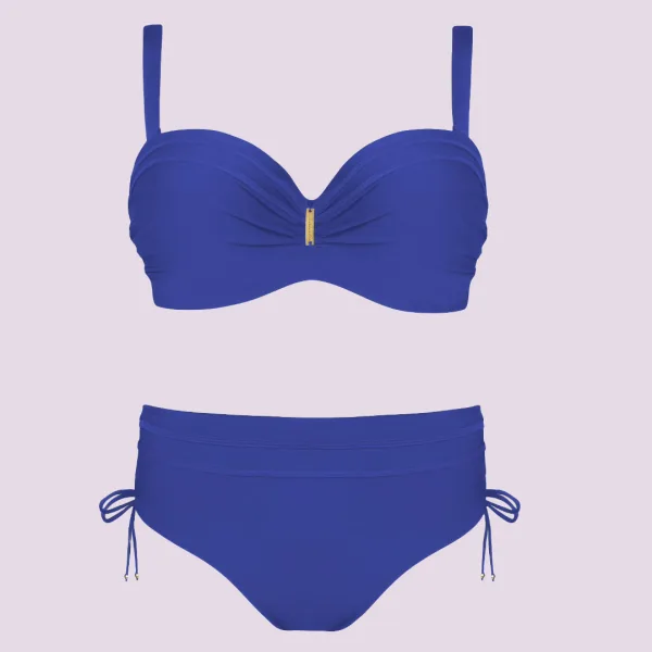 Self Monte Carlo Γυναικείο Σετ μπικίνι μαγιό strapless Μπλέ Ρουά  για μεγάλο στήθος ψηλόμεσο σλιπ S780MO2