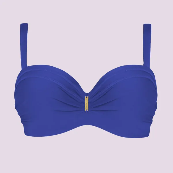 Self Monte Carlo Γυναικείο Σετ μπικίνι μαγιό strapless Μπλέ Ρουά  για μεγάλο στήθος ψηλόμεσο σλιπ S780MO2