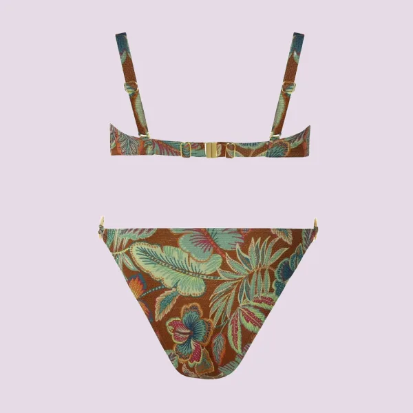 Self Luxury Swimwear Mykonos 2 Γυναικείο Σετ μπικίνι μαγιό χρυσό εμπριμέ πράσινο για μεγάλο στήθος κανονικό σλιπ  S936MN2