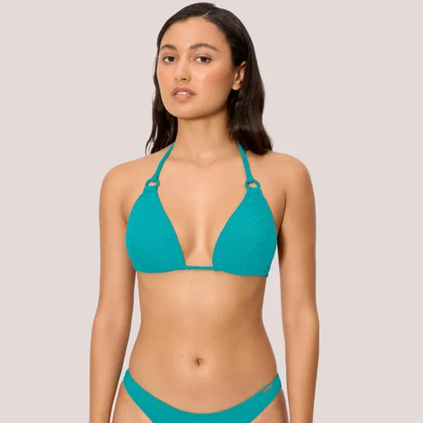 Ysabel Mora Γυναικείο Μαγιό top triangle τριγωνάκι double push up τυρκουάζ γκοφρέ Shiny exotic tirquoise 83298