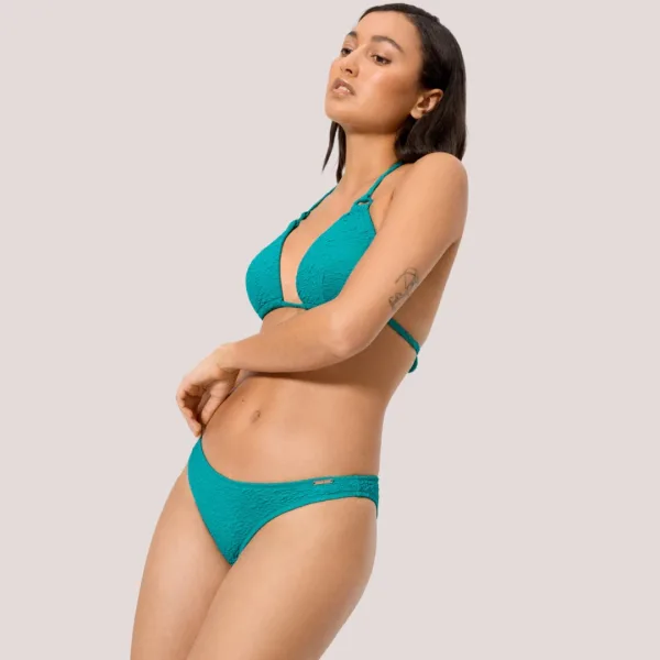 Ysabel Mora Γυναικείο Μαγιό top triangle τριγωνάκι double push up τυρκουάζ γκοφρέ Shiny exotic tirquoise 83298