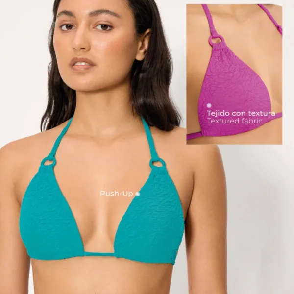 Ysabel Mora Γυναικείο Μαγιό top triangle τριγωνάκι double push up φούξια bright purple γκοφρέ 83298