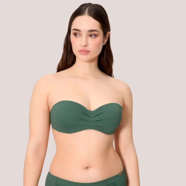 Ysabel Mora Γυναικείο Μαγιό Strapless πικέ C cup με αποσπόμενες τιράντες Wild Green πράσινο χακί 83326 Bandeau