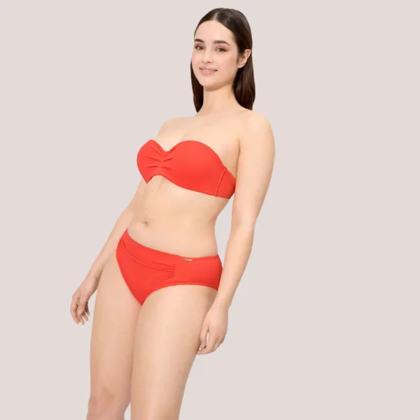 Ysabel Mora Γυναικείο Μαγιό Strapless πικέ C cup με αποσπόμενες τιράντες Vivid Coral Κοραλί 83326 Bandeau