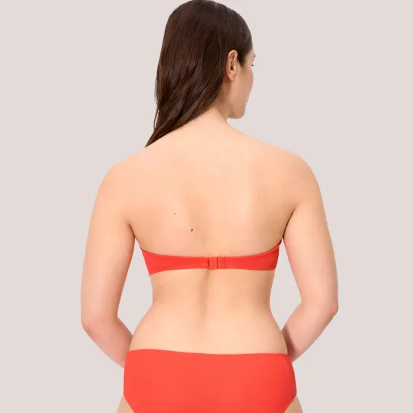 Ysabel Mora Γυναικείο Μαγιό Strapless πικέ C cup με αποσπόμενες τιράντες Vivid Coral Κοραλί 83326 Bandeau