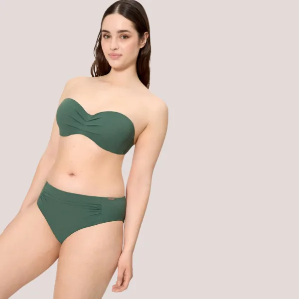 Ysabel Mora Γυναικείο Μαγιό Strapless πικέ C cup με αποσπόμενες τιράντες Wild Green πράσινο χακί 83326 Bandeau