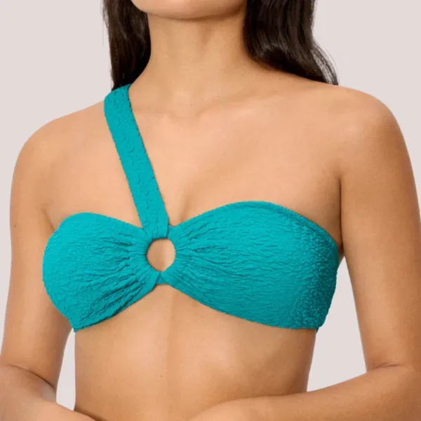 Ysabel Mora Γυναικείο Μαγιό top Bandeau με εναν ώμο ασύμετρο & κούμπωμα στην πλάτη τυρκουάζ turquoise 83466