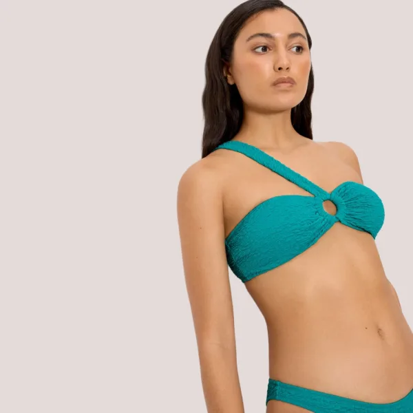 Ysabel Mora Γυναικείο Μαγιό top Bandeau με εναν ώμο ασύμετρο & κούμπωμα στην πλάτη τυρκουάζ turquoise 83466