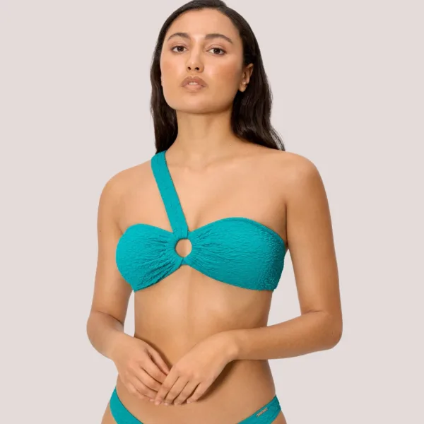 Ysabel Mora Γυναικείο Μαγιό top Bandeau με εναν ώμο ασύμετρο & κούμπωμα στην πλάτη τυρκουάζ turquoise 83466