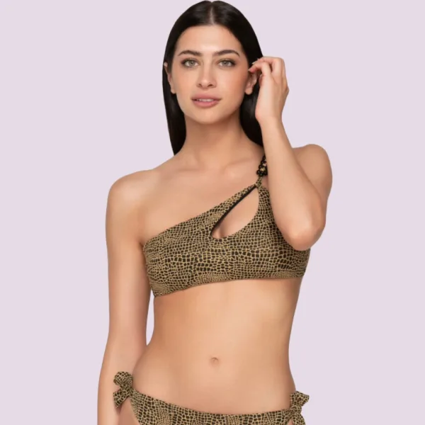 Luna Γυναικείο Μαγιό Dama Top Στραπλες Strapless με αποσπώμενες τιράντες Μαύρο με χρύσο summer collection 94430