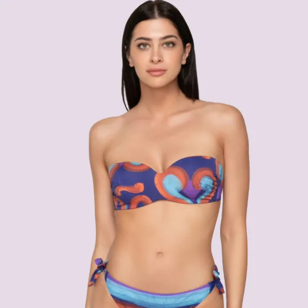 Luna Γυναικείο Μαγιό Riviera Strapless με ενίσχυση Μωβ αποχρώσεις multicolour summer collection 94470