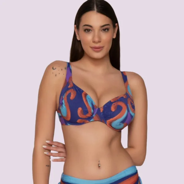 Luna Γυναικείο Μαγιό Riviera Top Minimizer για μεγάλο στήθος χωρίς ενίσχυση Μωβ αποχρώσεις multicolour summer collection 94473