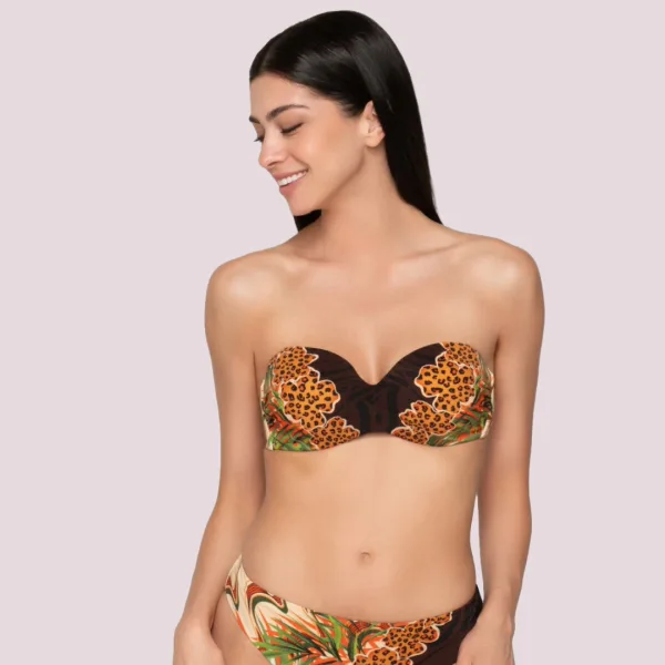 Luna  Γυναικείο Strapless  Μαγιό για Μεγάλo Στήθος με ενίσχηση  σε αποχρώσεις του καφέ 94570 ARECA BROWN