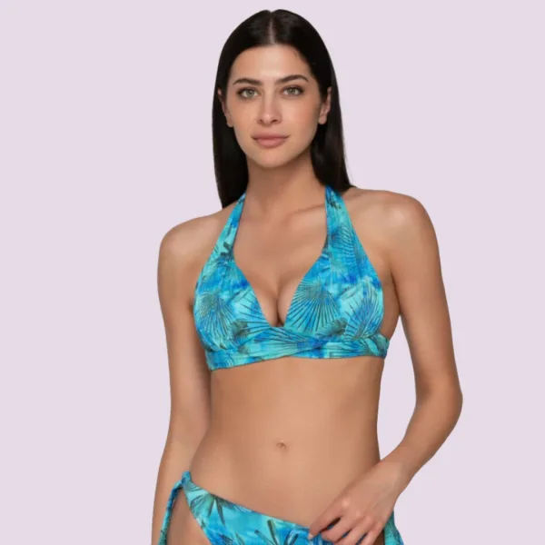 Luna Γυναικείο Μαγιό Blue Jay Top τριγωνάκι με ενίσχυση Μπλέ ασημένιες λεπτομέρειες summer collection 94631