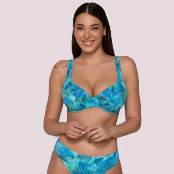 Luna Γυναικείο Μαγιό Blue Jay Top Minimizer για μεγάλο στήθος χωρίς ενίσχυση Μπλέ ασημένιες λεπτομέρειες summer collection 94633 