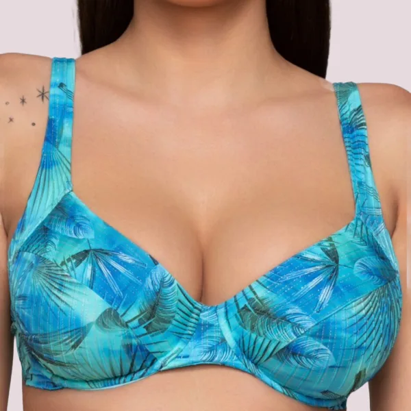Luna Γυναικείο Μαγιό Blue Jay Top Minimizer για μεγάλο στήθος χωρίς ενίσχυση Μπλέ ασημένιες λεπτομέρειες summer collection 94633 
