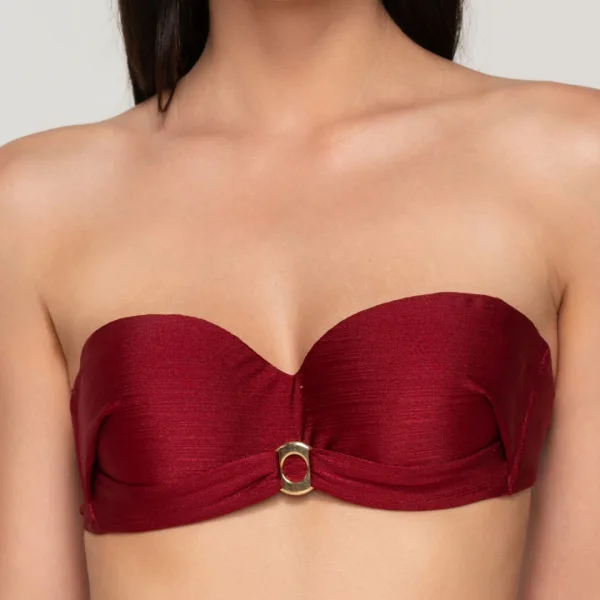 Luna  Γυναικείο Strapless  Μαγιό για Μεγάλo Στήθος με ενίσχυση  και  κρίκο 94651 GOLD BORDEAUX