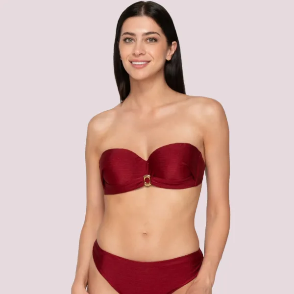 Luna  Γυναικείο Strapless  Μαγιό για Μεγάλo Στήθος με ενίσχυση  και  κρίκο 94651 GOLD BORDEAUX