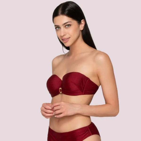 Luna Γυναικείο Strapless Μαγιό για Μεγάλo Στήθος με ενίσχυση και κρίκο 94651 GOLD BORDEAUX Luna Γυναικείο Strapless Μαγιό για Μεγάλo Στήθος με ενίσχυση και κρίκο 94651 GOLD BORDEAUX
