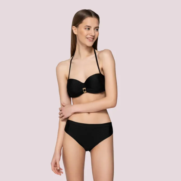Luna  Γυναικείο Strapless  Μαγιό για Μεγάλo Στήθος με ενίσχηση  και  κρίκο 94651 GOLD BLACK