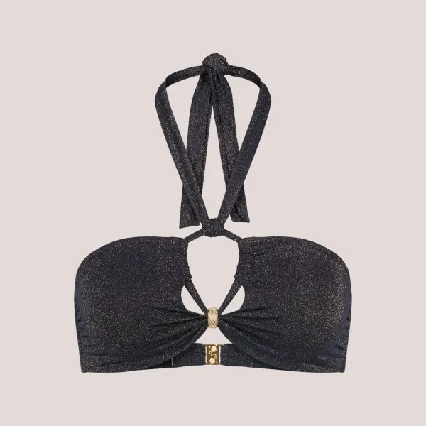 Triumph Γυναικείο μαγιό τοπ Summer sunset bandeau μαύρο χρυσό glitter χωρίς ενίσχυση  με ιδιαίτερο κόψιμο 10226605.0004/04