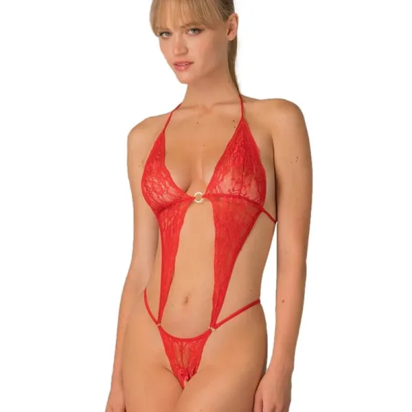 Milena by Paris Γυναικείο Κόκκινο Sexy Κορμάκι Body String 002454