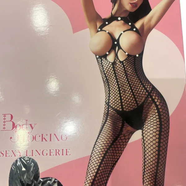 Γυναικείο Sexy ολόσωμο Body open Μαύρο με bodystocking 85140Z Black One size