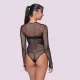 Milena by Paris Body Mesh μαύρο ψιλό ελαστικό δίχτυ διάφανο κορμάκι 002171B Black