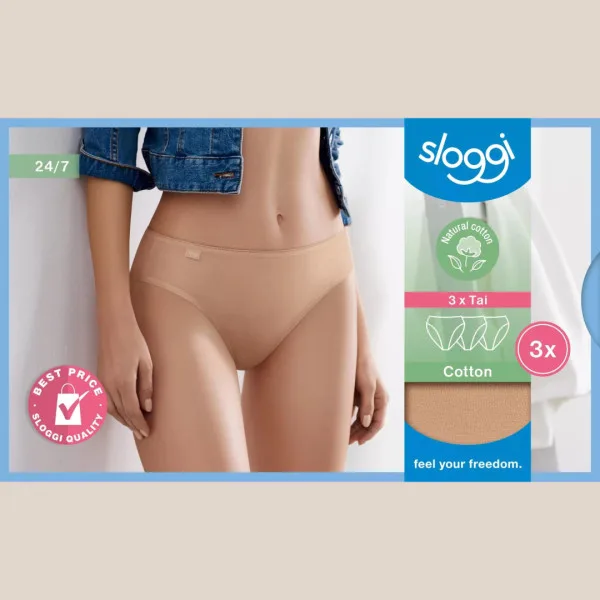 Sloggi 24/7 Cotton Tai C3P γυναικείο Μπέζ Σλιπ 3 Τεμ 10167192 6239/SN Sloggi 24/7 Cotton Tai C3P γυναικείο Μπέζ Σλιπ 3 Τεμ 10167192 6239/SN