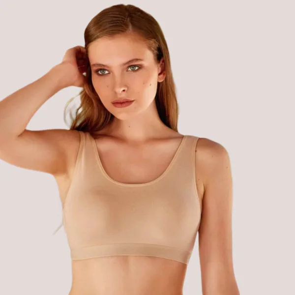 Berrak Γυναικείο εφηβικό Μπουστάκι χωρίς ενίσχυση με ελαστικότητα & ίσια πλάτη beige Μπεζ 2643 Cotton & micromodal