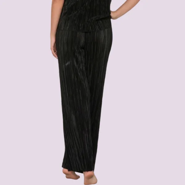 Luna Γυναικεία παντελόνα πλισέ απο την collection dama με χρύσό κορδόνι summer collection 94440